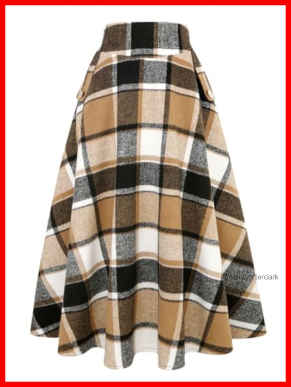 A-Line High Waisted Plaid Maxi Skirt with Pockets Ankle Length Fall Winter